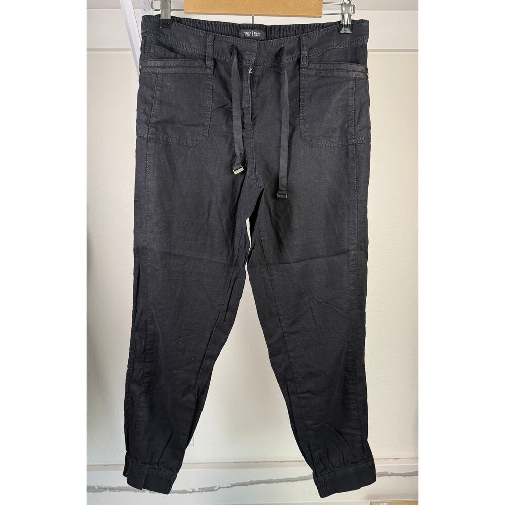 White House Black Market WHBM Women's Linen Blend Crop‎ Pants Size 6 Black